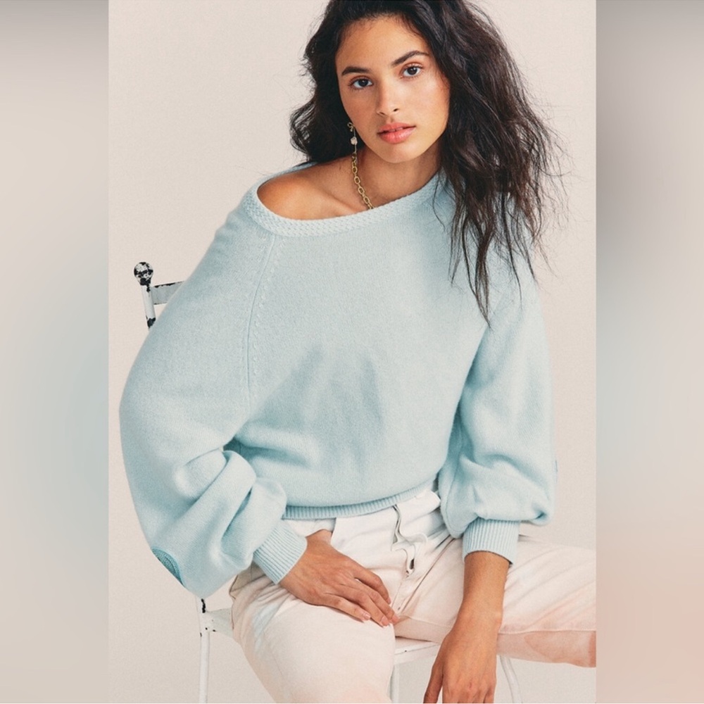 Love shack fancy teal sweater